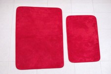 Red Bathroom Rug Set 2-Piece Bath Mats Non-Sl...