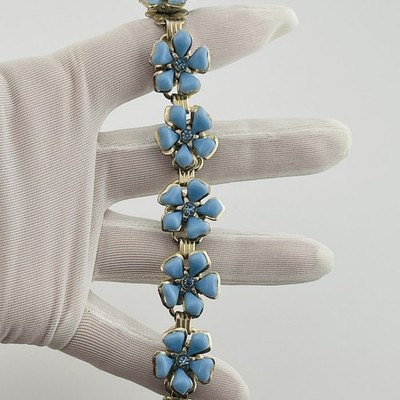 Elegantes Dornröschen Türkis Blumen Armband, Tennisarmband