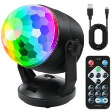 Luditek Disco Ball Party Lights Sound Activated Battery Powered Black
