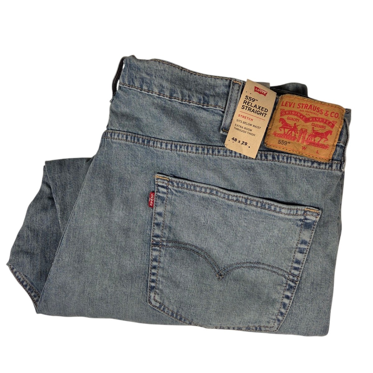 Levis 559 Jeans Mens Size 48x29 Relaxed Straight Fit Denim Med