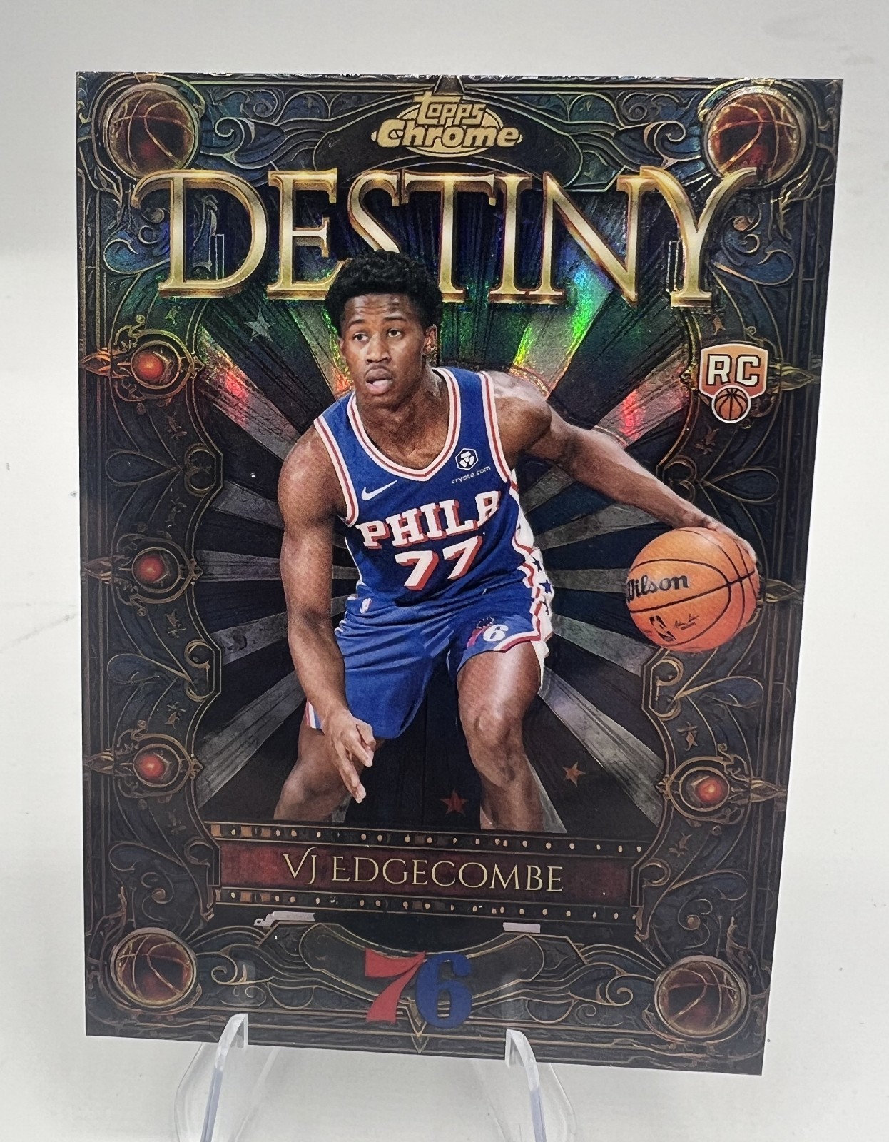 VJ Edgecombe 2025-26 Topps Chrome Rookie Destiny Refractor 76ers RC #D-3
