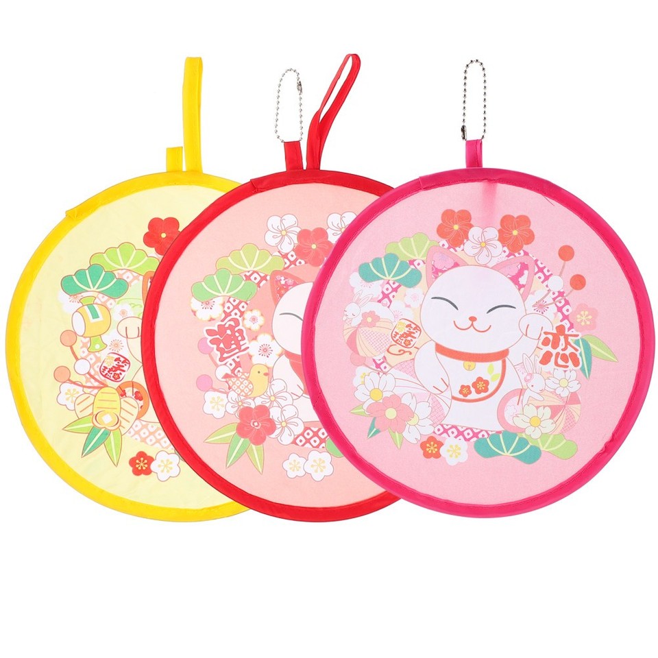 3 Pcs Round Hand Fan Retro Foldable Decorative Folding Fans Portable ...