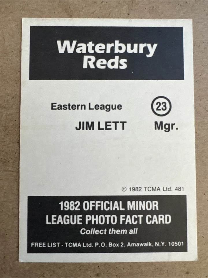 1982 TCMA Waterbury Reds Jim Lett #481 Signed AUTO Autographed Card - Image 2 of 2