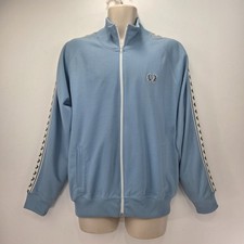 Fred Perry Track Jacket Men's Size Large Light Blue Tracksuit Top Mod Casual 