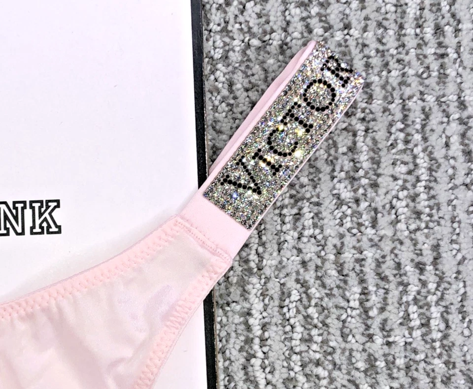 Victoria's Secret Tanga Panty Muy Sexy Nuevo con Etiquetas XL Rosa Spellout Brillo Correa Foto 3 de 4