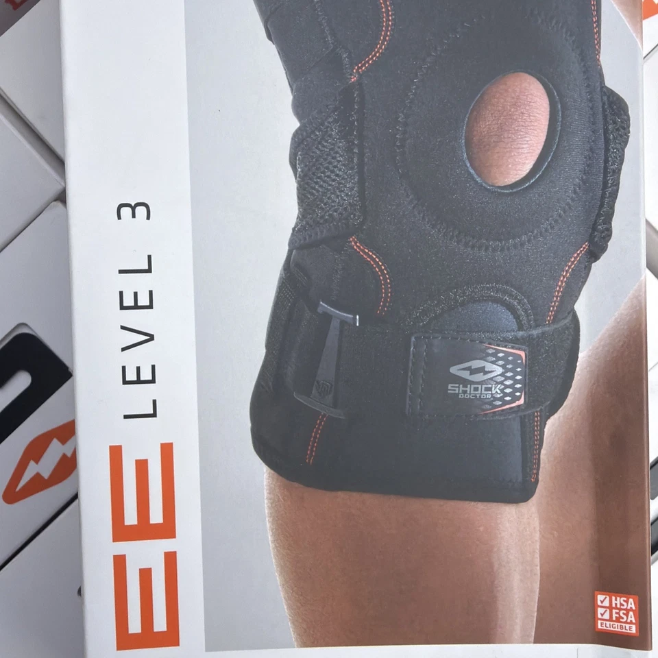 Shock Doctor Nivel 3, Rodillera Doble Envoltura con Bisagras, Talla Grande 13.75-14.75 Foto 3 de 4
