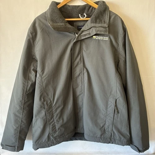 Lands' End Mens Large Fleece Lined Squall Jacket Gray Woodside Homes NWOT - product listing photo