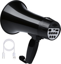 20 Watt Rechargeable Megaphone Bullhorn with Siren and 240S Recording, BT and US