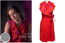 Abito Sonia Rykiel rosso seta stella avvolgente UK 10 38 6 ASO Blair Waldorf Gossip ragazza