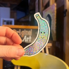 Shiny Happy Banana Vinyl Decal Sticker Laptop Waterproof Cute Pun Fruit Funny