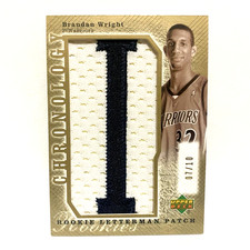 Brandan Wright 2008 Upper Deck Chronology Rookie Letterman Letter Patch /10 Gold