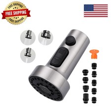 Stylish Kitchen Faucet Head Replacement - Brushed Nickel, 3 Modes, 13 Adapters
