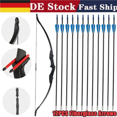 57'' Bogenschießen 20-40lbs Takedown Recurve Bogen Pfeile Zielschießen Training