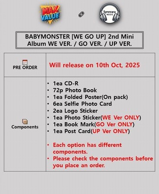 BABYMONSTER [WE GO UP] 2nd Mini Album CD+Photo Book+Poster+6 Card+