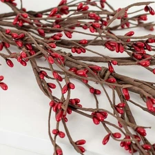 Factory Direct Craft Red Pip Berry Garland for Indoor Decor - 54" Long