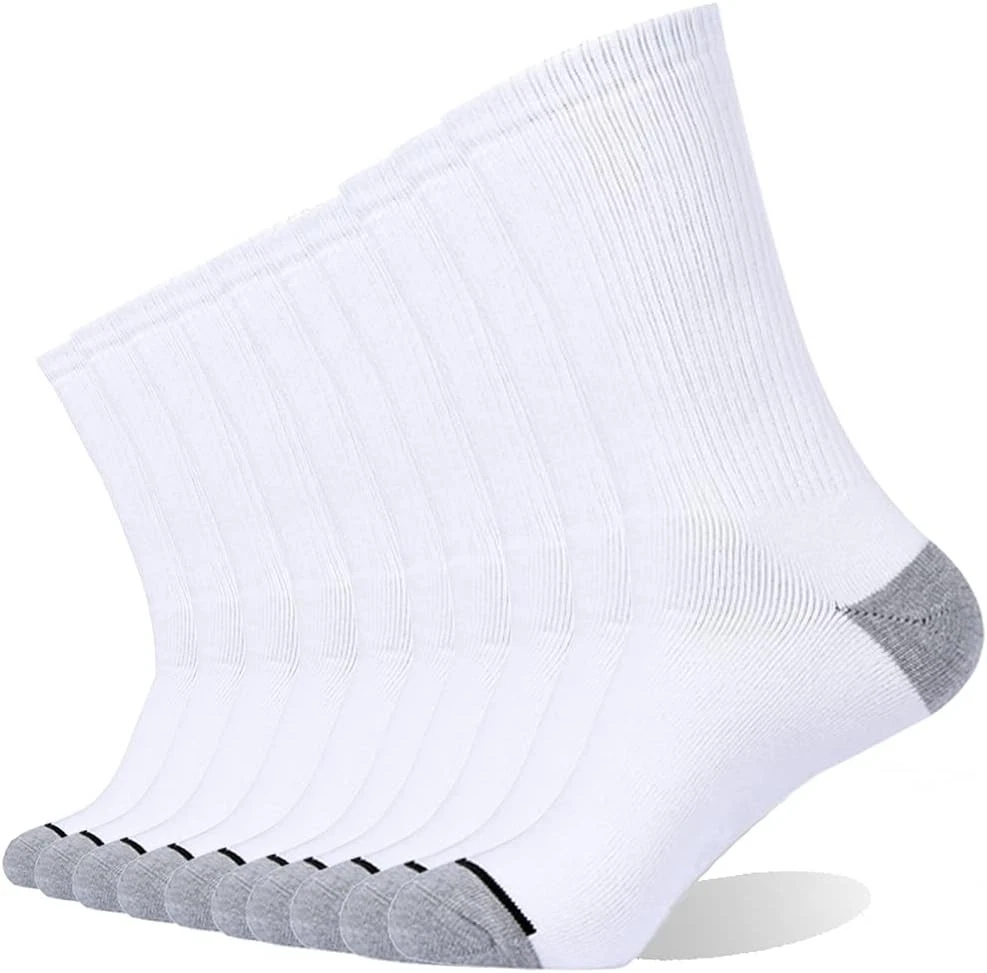 EnerWear 10P Pack Unisex Cotton Moisture Wicking Cushion Crew 10-13, White