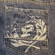 Phat Farm Baggy Fit Hip Hop Blue Denim Jean Shorts Mens 38 Embroidered Y2K