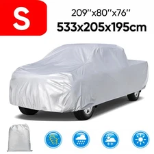 22ft Pickup Truck Full Car Cover Waterproof Outdoor Rain Snow Dust Proof Silver