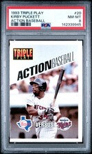 1993 DONRUSS TRIPLE PLAY ACTION BASEBALL #20 KIRBY PUCKETT PSA 8