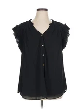 GiGio Women Black Short Sleeve Blouse XL Plus