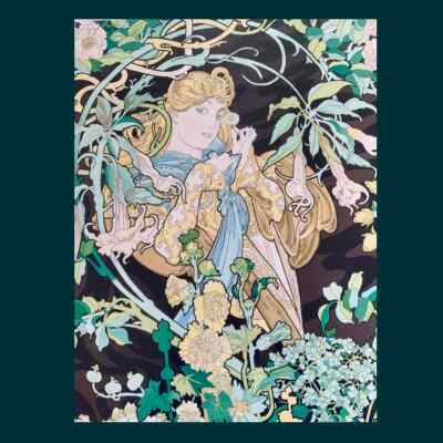Art Nouveau Print on Metal Woman With Daisies 1898 Alphonse Mucha