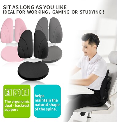 FoKon Foldable Dual Chair Lumbar ergonomic Back Support for office/car/Game-PINK