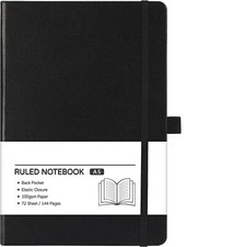 Ruled Notebook/Journal - Classic Lined Journal/Notebook, 5.7" x 8.4" Black 