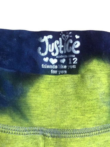 NWOT Justice Girls Active Tie Dye Leggings Neon Size 12 Spiral Cotton Rainbow - Picture 3 of 5