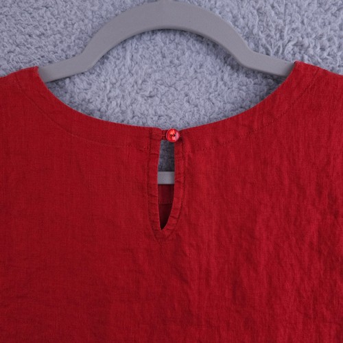 Eileen Fisher Tank Top L Red Orange Organic Linen Sleeveless Keyhole Back Shell - Picture 9 of 9