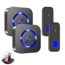 Waterproof Door Bell Kit with 2 Buttons 2 Receivers,Wireless Doorbell For Home