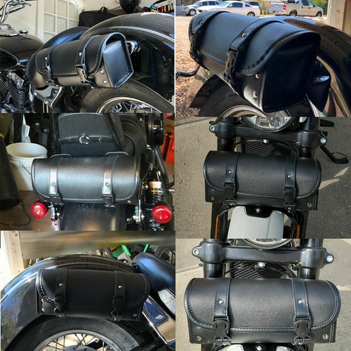 Motorcycle Front Fork Saddlebag Handlebar Bag For Yamaha V Star 250 650 950 1100 - Foto 2 di 12