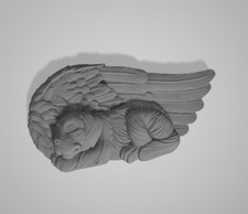 3d Model Stl File for CNC Router Laser Dog Angel Wings 3D Model