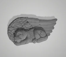 3d Model Stl File for CNC Router Laser Dog Angel Wings 3D Model