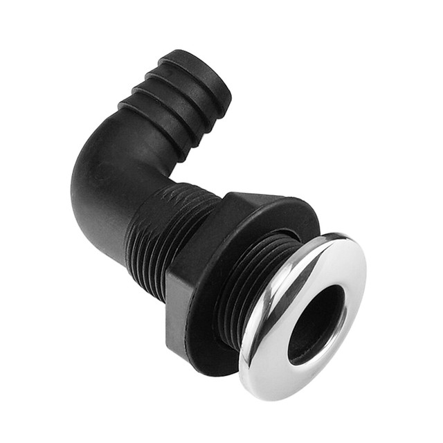 Plastic Thru Hull Fitting Hose 90 Degree for Marine Boat, Boat Plumbing