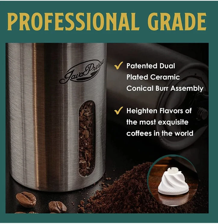 Manual Coffee Grinder Bean w/ 18 Adjustable Settings Stainless Steel Manual Burr - Image 3 of 4