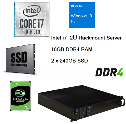 New Intel i7 2U Rackmount Server 16G RAM 2x240GB SSD 4TB HDD Windows 10 ...
