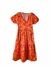 J. Crew Factory Womens 2 Tiered Midi Dress with Puff Sleeves Floral BR907