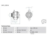Generator Bosch 0986046130 FüR Bmw 1Er 3Er 3Er Touring X1
