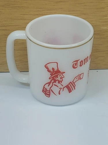Vintage Hazel Atlas Tom & Jerry Egg Nog Mug Cup All-Red Version 1940s Milk Glass