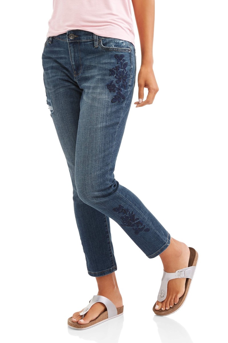 Faded Glory Women's Girlfriend Jean With Destructed Detail Various