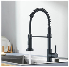 Kitchen mixer tap Single Lever Spray Black Commercial spring head - open box
