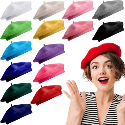 15 Pieces Women Wool Beret Hat French Artist Cap