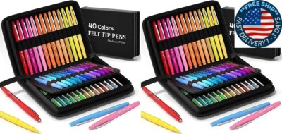 Rotuladores de punta de fieltro de 40 colores con estuche, rotuladores de punta.