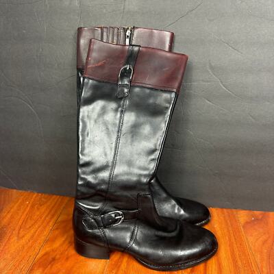 Ariat York Riding Boots Black Burgundy Leather 2-Tone Buckle