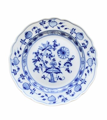 Antique Ernst Teichert Porcelain MEISSEN ~ Blue Onion Plate ~ 9 3/4''