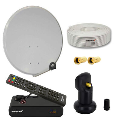FullHD SAT Anlage 60cm Satelliten Antenne DVB-S2 HD TV Receiver Single LNB Kabel