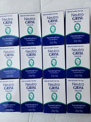 12 BARS SOAP GRISI NEUTRAL HYPOALLERGENIC JABON TOCADOR 3.5 OZ EACH MADE MEXICO