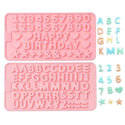 Small Letter Number Silicone Molds Set Candy Chocolate Non-stick Happy Birthd...