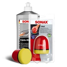 Politur Set Polish & Wax Color silber grau SONAX 500ml + P-Ball Polierball Wachs