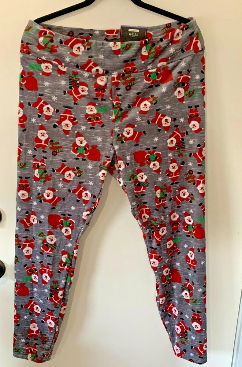 NWT No Boundaries Printed Leggings Sz XXL 2X Christmas Velour Santa Xmas